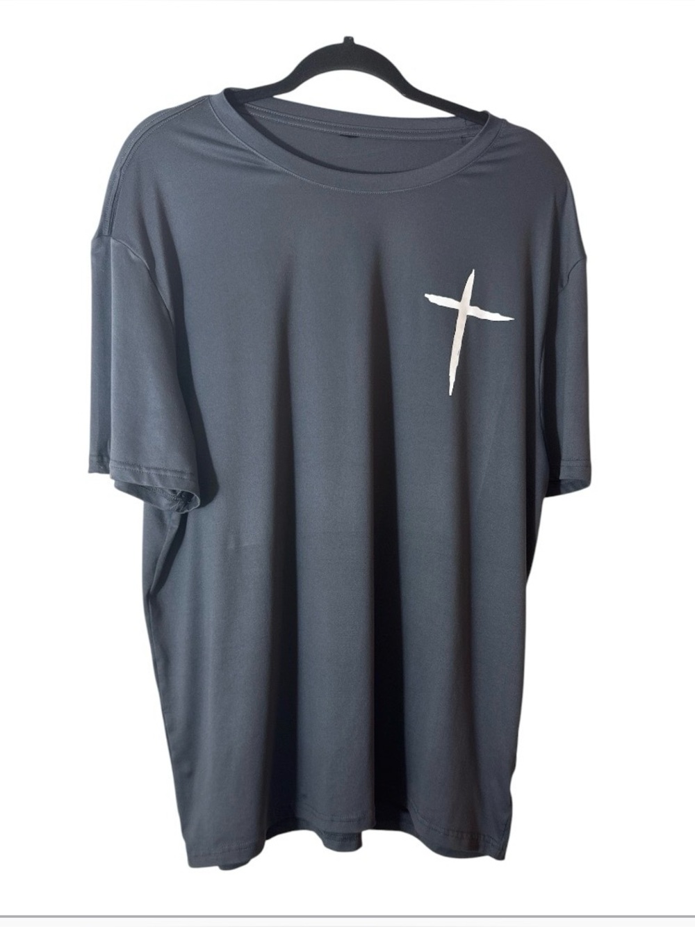 Men's dark Grey  Crew Neck T-Shirt with Cross Graphic Faith Shein Size XXL